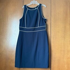 Chelsea Rose NWT Sz 14 Ret $72 Navy Blue Dress with Tan Accents. Office/Church